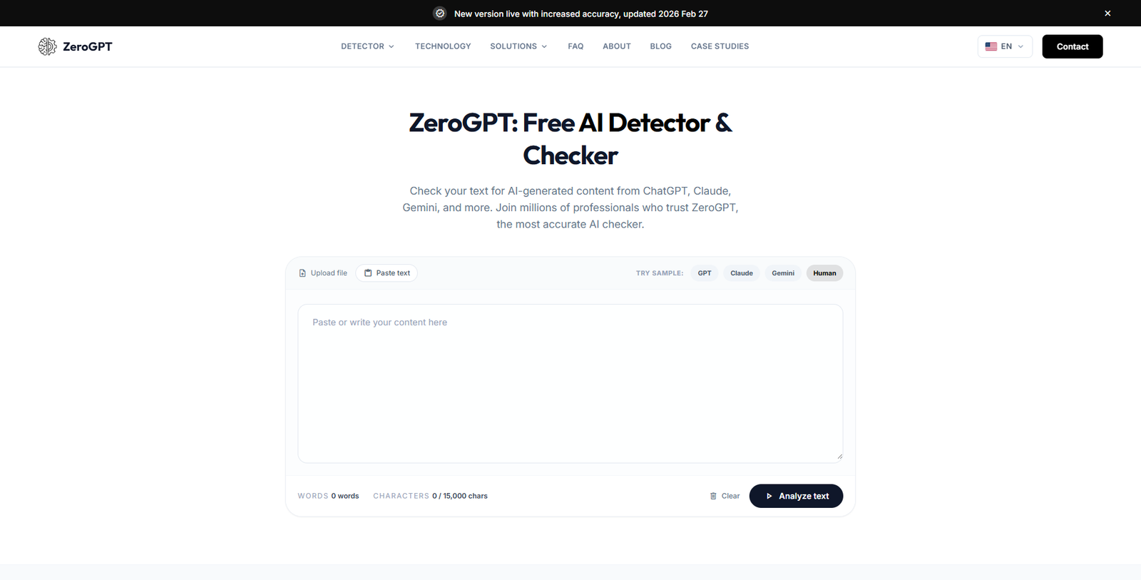 ZeroGPT: Free AI Detector & AI Checker For Chatgpt & Gemini